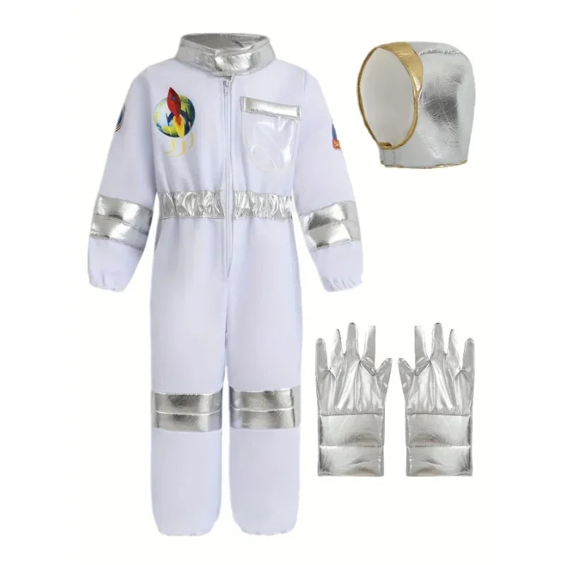 Fantasia Infantil de Astronauta Americano – Macacão Espacial com Luvas e Chapéu